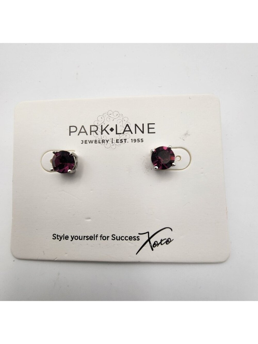 Park Lane Faux Garnet Round Stud Earrings In Original Box